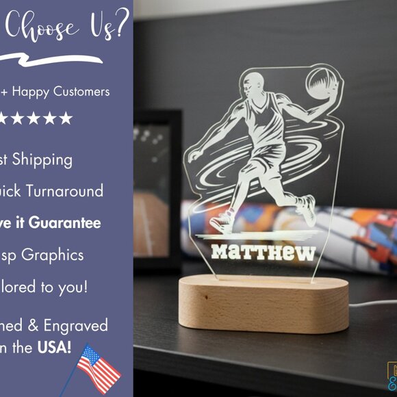 Personalized Basketball LED Night Light – Fun Sports Decor for Any Room - Picture 4 of 8